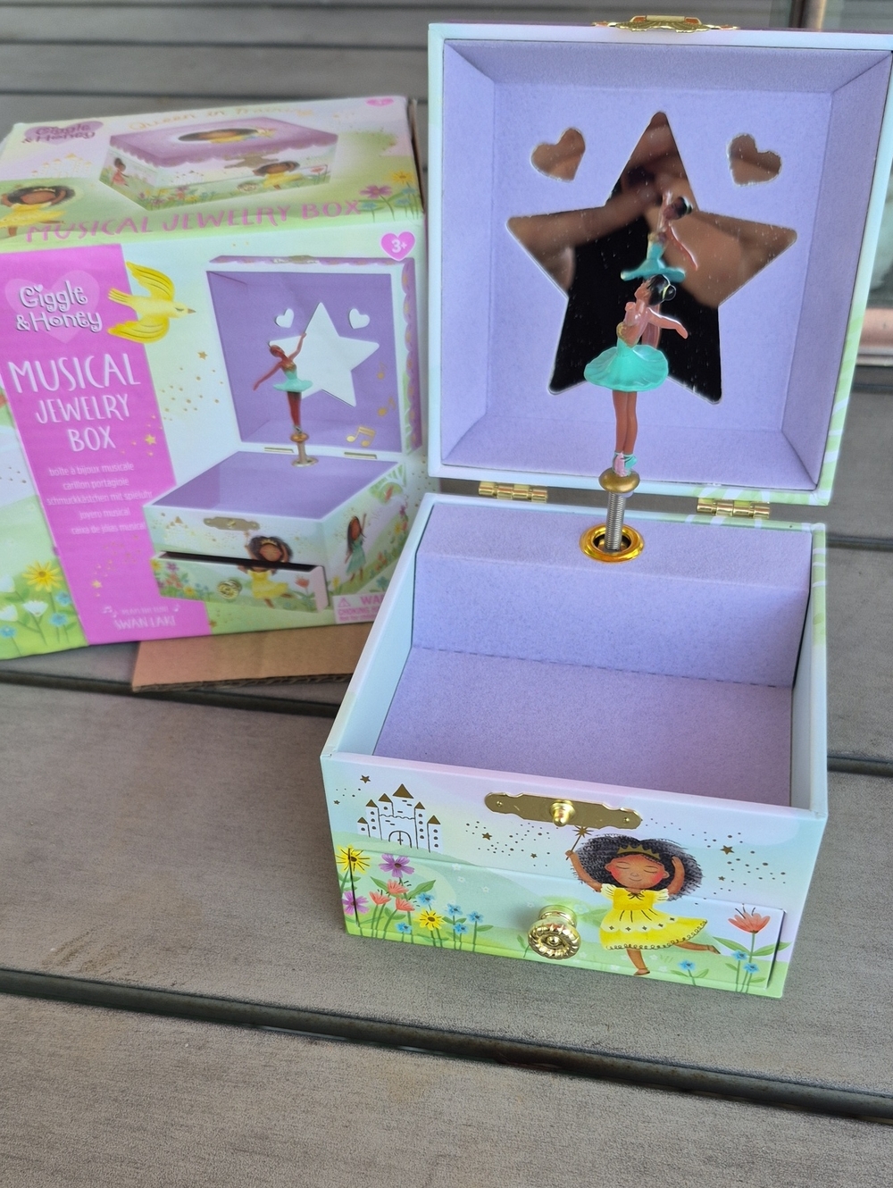 Giggle & Honey Purple Musical Jewelry Box for Kids 3+ Plays The Tune Swan Lake